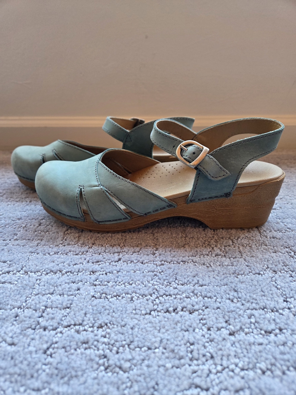 Sanita Margrethe Leather Slingback Clogs- Aqua Blue Size 39 - Picture 11 of 11
